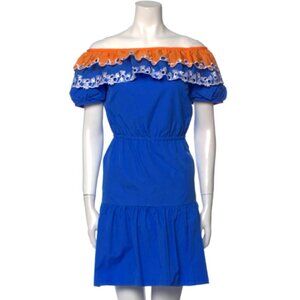Peter Pilotto Off-The-Shoulder Dress US6 / UK 10 Blue Orange